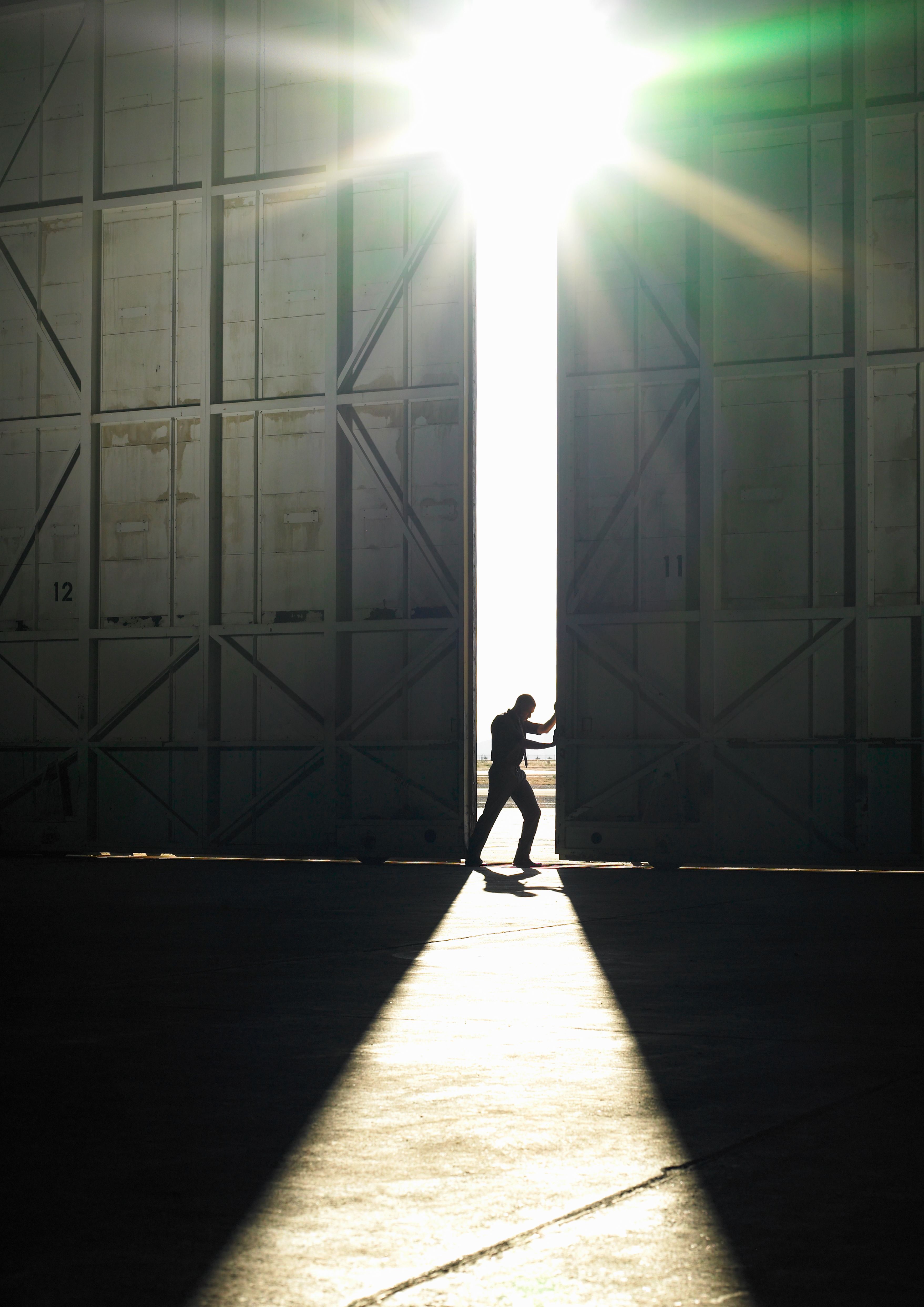 Opening aircraft hangar doors